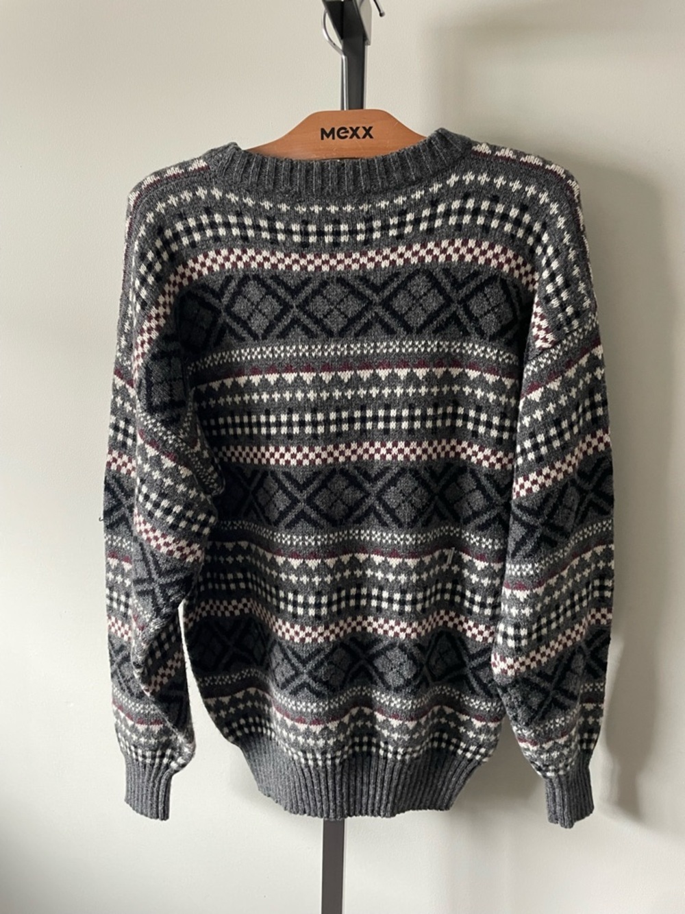 90s Vintage Cricketeer Wool Blend Fair Isle Grandpa Mens Sweater Size Medium - Picture 2 of 7